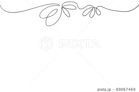 Floral silhouette art line. Flowers in continuous line drawing style. Border with tropical flower. Minimalist black linear sketch. Trendy vector illustration isolated. Contour frame for design 89067469