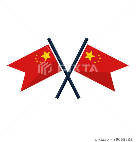 クロスする中国国旗のイラスト素材 0632