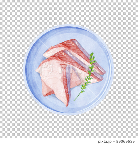 ブリのお刺身手描き水彩風イラスト 89069659