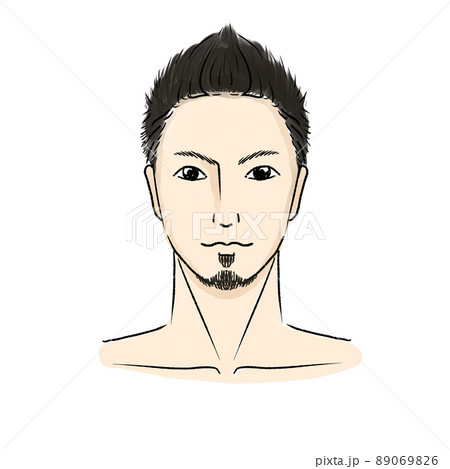 手描きのアジア人風で短髪のイケメン男性の髭のデザイン脱毛の顔のイラスト 手描きのアジア人風で短髪のイケメン男性の髭のデザイン脱毛の顔のイラスト 89069826