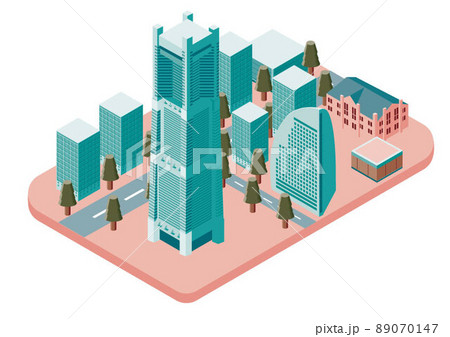 アイソメトリックな街のイラスト01 89070147