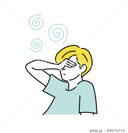 具合が悪くめまいがしている男性のイラスト 具合が悪くめまいがしている男性のイラスト 89070753