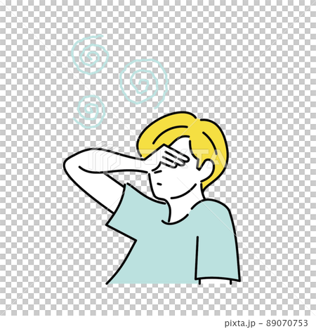 Illustration of a man who is sick and dizzy 89070753