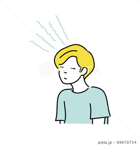 頭痛がして具合の悪い男性のイラスト 89070754