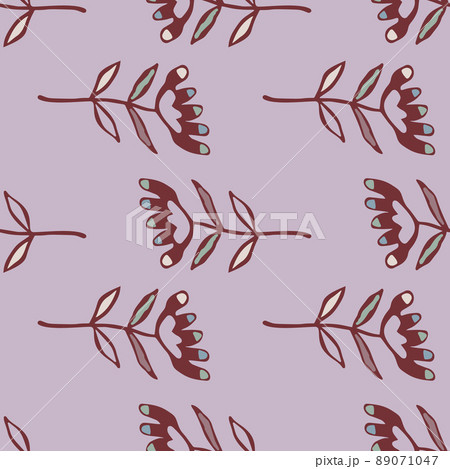 Doodle art floral seamless pattern. Folk flower wallpaper. Cute ditsy print. 89071047