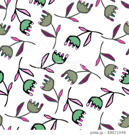 Hand drawn flower seamless pattern. Unusual floral wallpaper. 89071049
