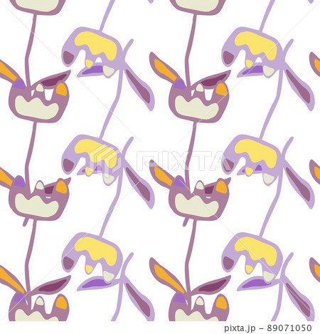 Creative flower seamless pattern. Unusual floral wallpaper. Botanical sketch of field plants. Creative flower seamless pattern. Unusual floral wallpaper. Botanical sketch of field plants. 89071050