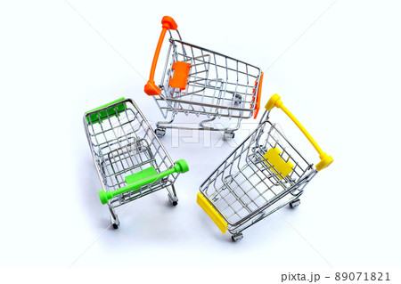 Shopping trolley or Shopping cart on white background. 89071821