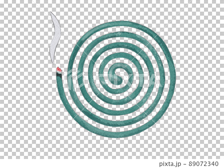 火のついた蚊取り線香の正面向きイラスト（水彩風） 89072340