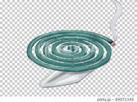 Diagonal illustration of a mosquito coil with a lit stand (watercolor style) Diagonal illustration of a mosquito coil with a lit stand (watercolor style) 89072348