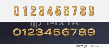 Set of realistic golden glittering numbers. EPS 10 Set of realistic golden glittering numbers. EPS 10 89072909