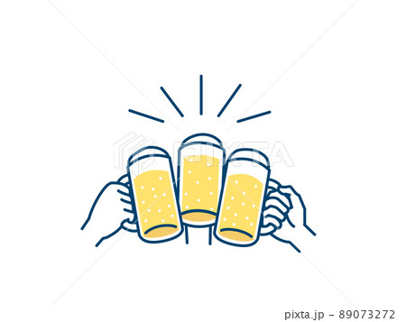 乾杯する 手 ビールジョッキを持つ手 ボディーパーツ 忘年会 打ち上げのイラスト素材