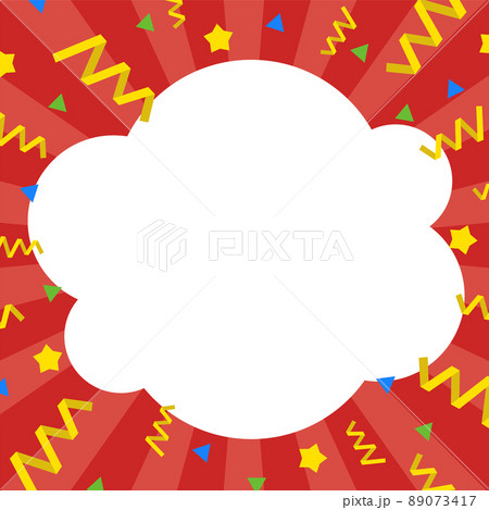 クラッカーがパーンとなったような赤バックの賑やかな背景素材／正方形 89073417