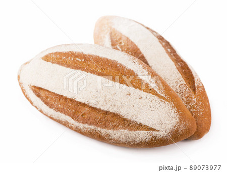 Traditional homemade round bread isolated on a white background Traditional homemade round bread isolated on a white background 89073977