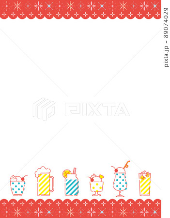 夏スイーツ&ドリンク フレーム 縦 夏スイーツ&ドリンク フレーム 縦 89074029