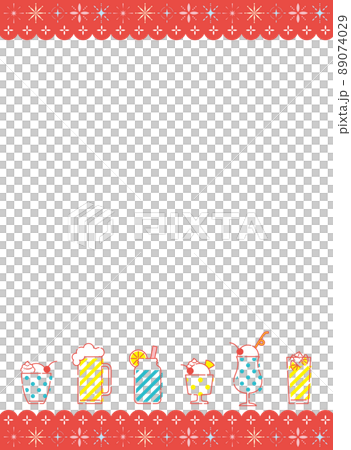 夏スイーツ&ドリンク フレーム 縦 夏スイーツ&ドリンク フレーム 縦 89074029