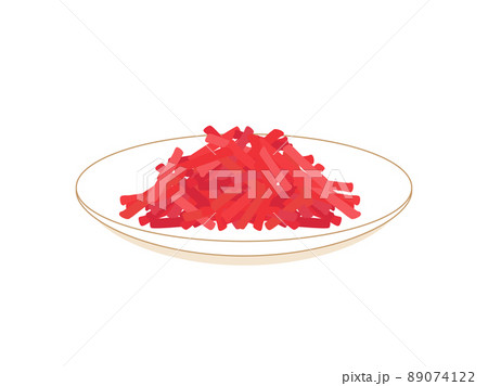 小皿にもった紅生姜のイラスト 89074122