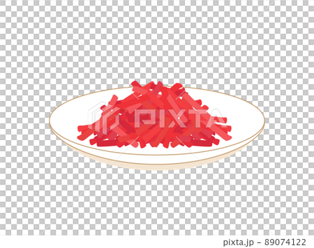 小皿にもった紅生姜のイラスト 89074122
