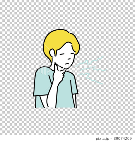 Illustration of a man feeling a sore throat Illustration of a man feeling a sore throat 89074209