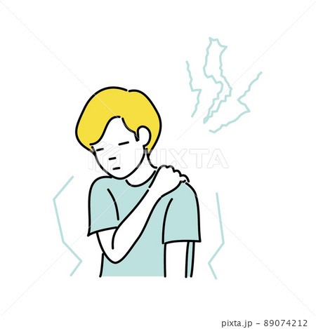 肩こりがして具合の悪い男性のイラスト 89074212