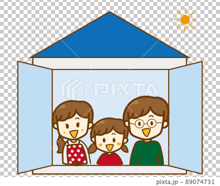 Image of a family of three living in a friendly home Handwritten illustrations, real estate, smiles, children, Image of a family of three living in a friendly home Handwritten illustrations, real estate, smiles, children, 89074731