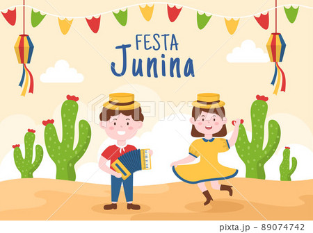 Festa Junina or Sao Joao Celebration Cartoon Illustration Made Very Lively by Singing, Dancing Samba and Playing Traditional Games Come From Brazil 89074742