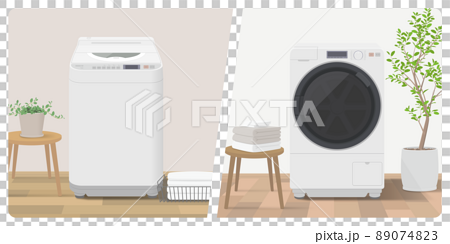 ドラム式洗濯機と縦型洗濯機の比較イラスト 89074823