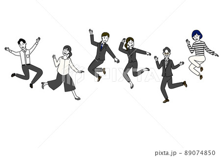 キャリアをイメージさせるジャンプする人のモノトーンのイラスト 89074850