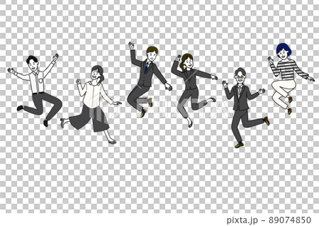 キャリアをイメージさせるジャンプする人のモノトーンのイラスト 89074850