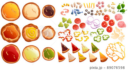 Pizza Constructor Food Creator With Ingredientsのイラスト素材