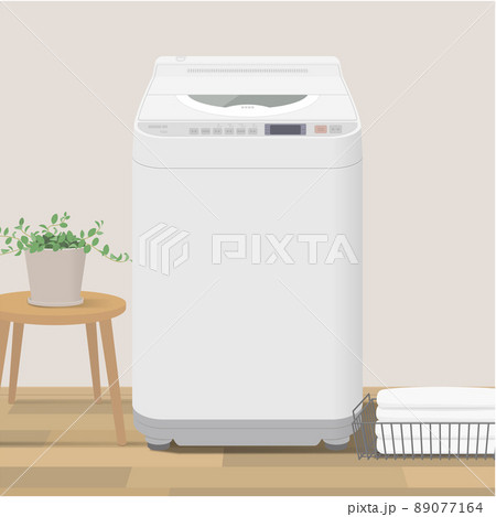 縦型洗濯機があるランドリールームのイラスト 89077164