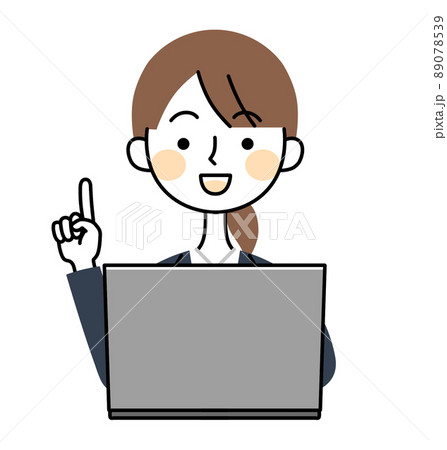 案内をするビジネスウーマン　パソコン　イラスト素材 89078539