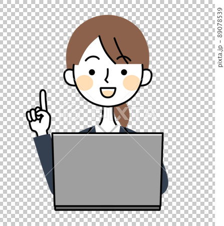 案内をするビジネスウーマン　パソコン　イラスト素材 89078539