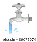 水道の蛇口から出る水のイラスト（単水栓） 89079074