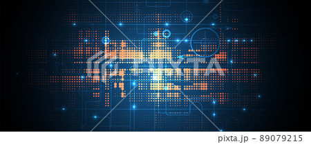 Quantum processing. Deep learning artificial intelligence. Future new technology  for business or science presentation 89079215