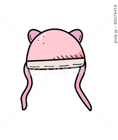 Baby hat with ears cartoon doodle. Vector illustration of a newborn baby hat 89079459