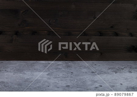 Black wooden background and marble table. 89079867