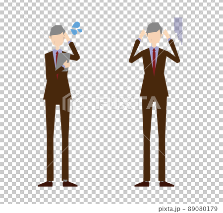 An office worker in a negative pose who is in trouble or holds his head An office worker in a negative pose who is in trouble or holds his head 89080179