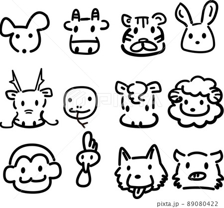 十二支イラスト 線画のイラスト素材