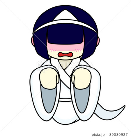 顔を赤くするお化けの女の子のイラスト 顔を赤くするお化けの女の子のイラスト 89080927