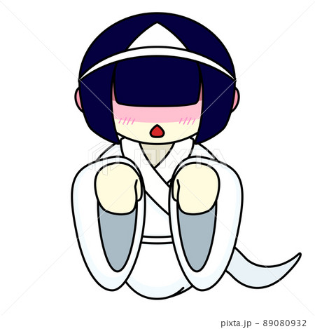 顔を赤くするお化けの女の子のイラスト 89080932