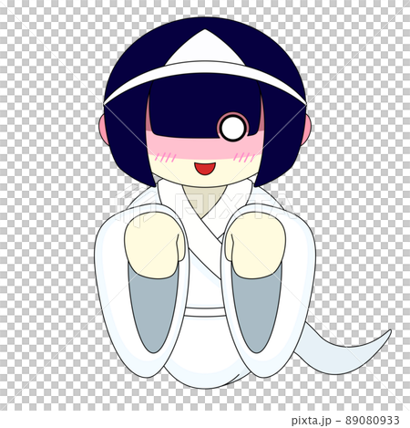 顔を赤くするお化けの女の子のイラスト 89080933