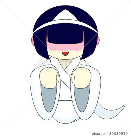 顔を赤くするお化けの女の子のイラスト 89080939