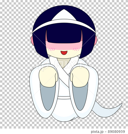 顔を赤くするお化けの女の子のイラスト 89080939