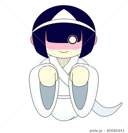 顔を赤くするお化けの女の子のイラスト 89080941