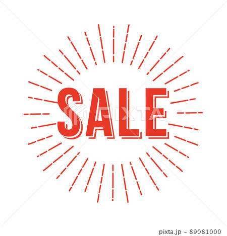 シンプルでお洒落な赤いセールのデザイン文字とサンバースト シンプルでお洒落な赤いセールのデザイン文字とサンバースト 89081000