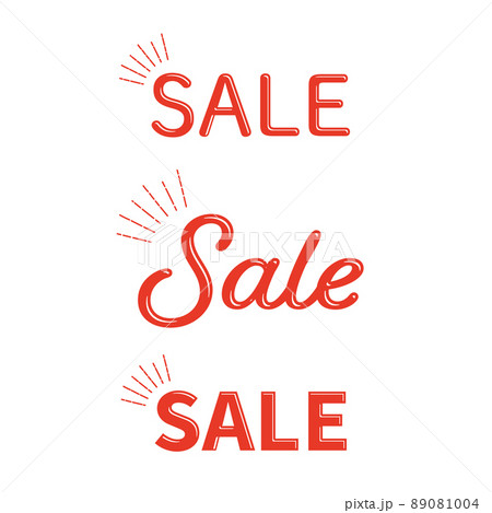 シンプルでお洒落な赤いセールのデザイン文字セット 89081004