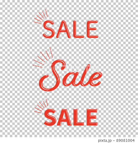 シンプルでお洒落な赤いセールのデザイン文字セット 89081004
