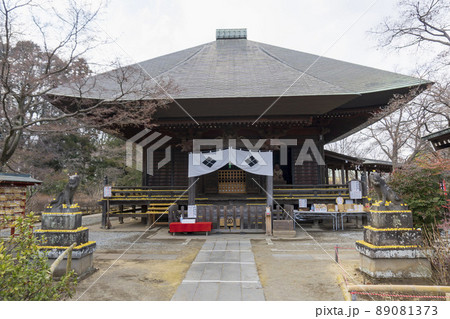 黄色い身代わり虎が並ぶ多聞院【3月】／埼玉県所沢市 89081373
