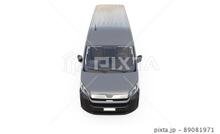 Gray commercial van for transporting small loads in the city on a white background. Blank body for your design. 3d illustration. 89081971